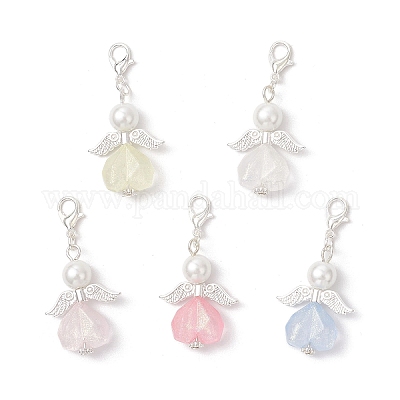 Акриловые подвески в форме сердца ангела HJEW-JM03655-01-1