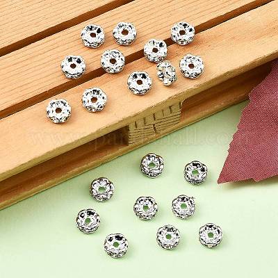 Messing Strass Zwischen perlen&nbsp;RB-A014-L6mm-01S-NF-1