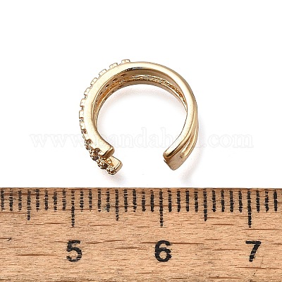 Серьги-каффы из латуни с прозрачным кубическим цирконием EJEW-Q025-03A-G-1