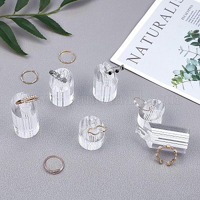 3 Heights,1.18-1.96inch Column Base Diameter 0.98inch FINGERINSPIRE 6Pcs Clear Acrylic Jewelry Display Stand Ring Showcase Display Holder 3Pcs/Set for Tradeshows & Showcases 
