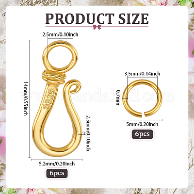 Застежки-крючки из стерлингового серебра s925 STER-PH0003-68-1