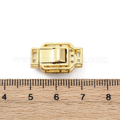 Прямоугольные застежки-коробочки из латуни с микропаве из прозрачного кубического циркония KK-G505-36G-02-1