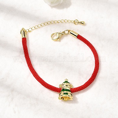 Рождественские браслеты из нейлонового шнура BJEW-L715-02G-02-1