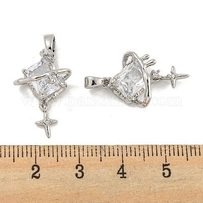 Латунные микропаве прозрачные подвески с фианитом KK-G490-01P-1