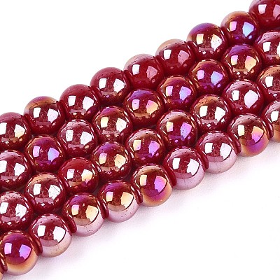 Гальванические непрозрачные стеклянные бусины GLAA-T032-P6mm-AB23-1