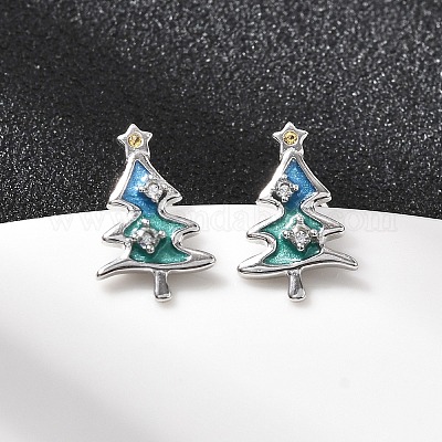 925 стерлингового серебра серьги стержня EJEW-D342-03P-1