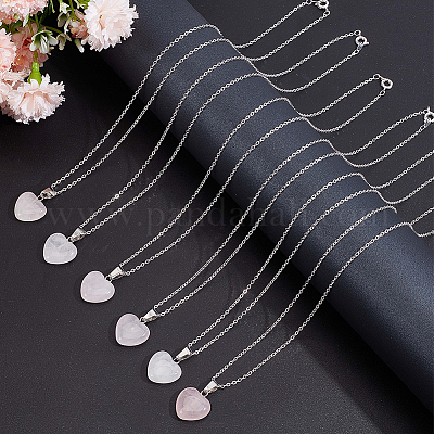 10 шт. ожерелье с геометрическим кулоном из натурального розового кварца NJEW-BBC0001-17-1