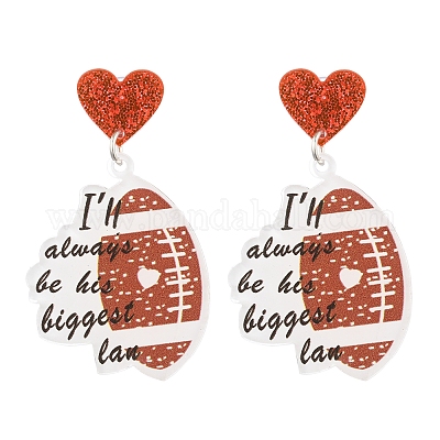 1 пара сережек-гвоздиков с леопардовым принтом в виде сердца для матери и спорта из акрила EJEW-FS0001-22B-1