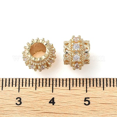 Стойка покрытие латунь с кубическим цирконием европейские бусины KK-M269-16G-1