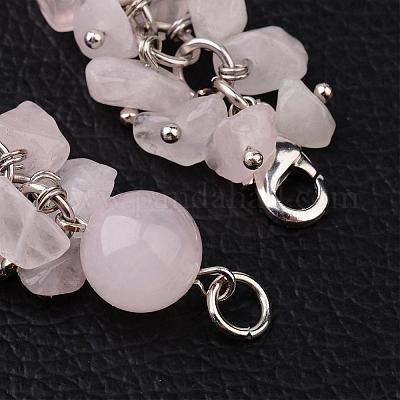 Розовый кварц браслет BJEW-JB02290-01-1