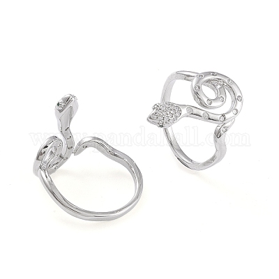 Латунные кольца из манжеты с прозрачным цирконием RJEW-P015-05-1