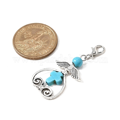 7 шт. подвеска в виде ангела из синтетической бирюзы HJEW-JM03461-1