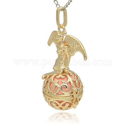 Золотой тон латунь полые круглые подвески KK-J242-05G-1