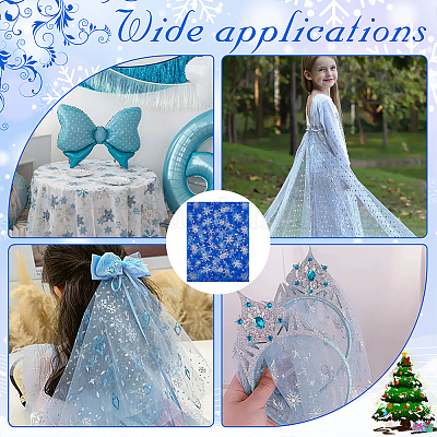 Нейлоновая ткань с узором снежинки DIY-WH0084-85B-1