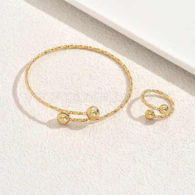 Наборы из круглых браслетов-манжет и колец из нержавеющей стали для женщин XN0505-1