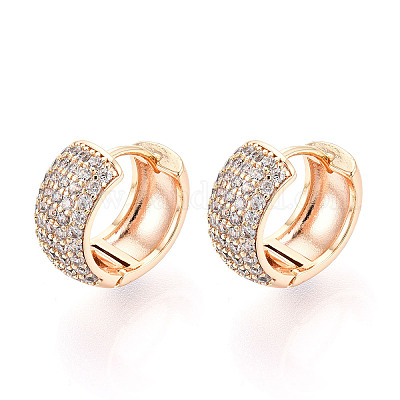 Латунные серьги-кольца из прозрачного кубического циркония EJEW-T048-48G-1