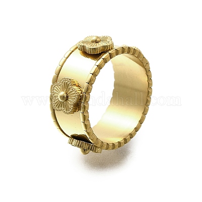 Кольца с цветком из нержавеющей стали 304 для женщин RJEW-A060-02G-1