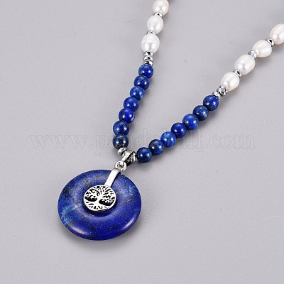 Ожерелье из натурального лабрадорита NJEW-E145-B10-1