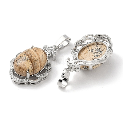 Овальные подвески из натуральной яшмы G-NH0025-15P-14-1