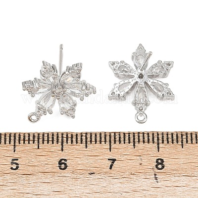 Фурнитура для сережек-гвоздиков из латуни с микропаве из прозрачных кубических цирконий KK-F921-09P-1