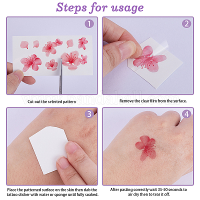 Съемные временные водостойкие татуировки с цветочным узором&nbsp;AJEW-WH0413-03B-1
