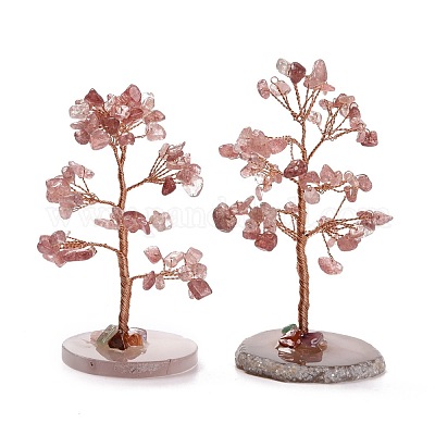 Натуральные клубничные кварцевые чипсы и агатовые украшения для пьедестала DJEW-A001-04B-1