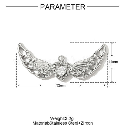 Подвески из нержавеющей стали 304 со стразами STAS-OY001-29P-1