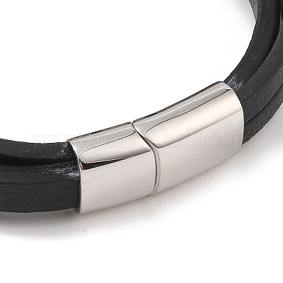 Многорядные браслеты из микрофибры и кожи BJEW-B096-28P-1