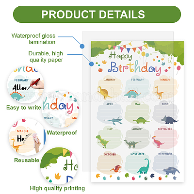 2шт многоразовые плакаты с надписью «С Днем Рождения» AJEW-WH0671-004-1