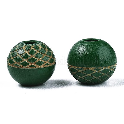 Расписные бусы из натурального дерева WOOD-S057-072J-1