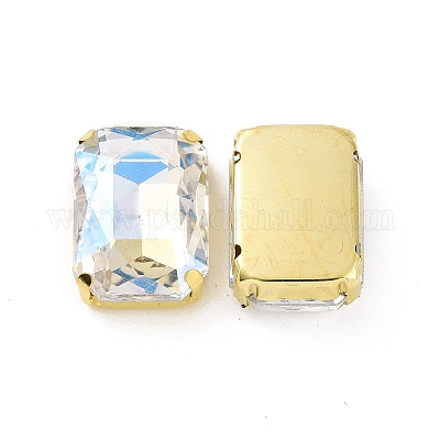 Прямоугольная форма восьмиугольника пришить стеклянные стразы X1-DIY-E062-01G-04-1