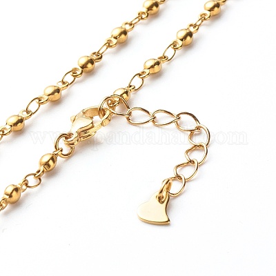 304ステンレススチールリンクチェーンネックレス ゴールドカラー 17.13