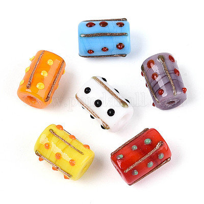 Бусины из фольгированного стекла ручной работы с золотым напылением LAMP-ZX003-12-1