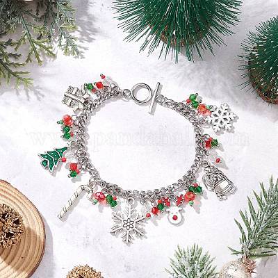Рождественская серия сплав эмалированные браслеты с подвесками BJEW-TA00662-1