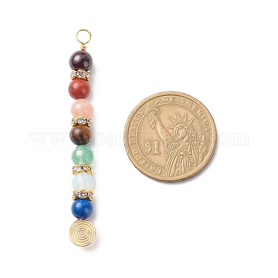 7 чакра смешанные драгоценные камни медной проволоки обернутые большие подвески PALLOY-JF01899-01-1