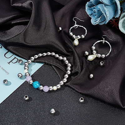 Круглые бусины из нержавеющей стали марки 304 STAS-UN0017-64P-1