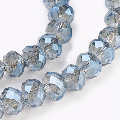 Стеклянные бусины с гальваническим покрытием  GLAA-K027-FR-A03-1