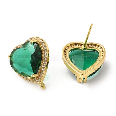 Серьга-гвоздик из латуни со стразами KK-C023-03B-1