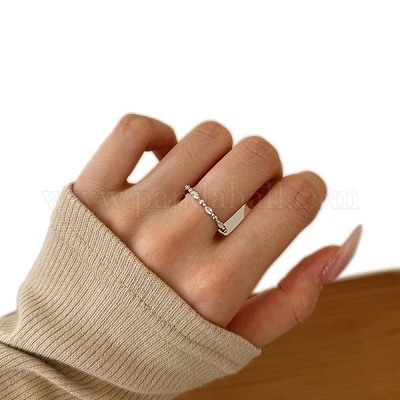 Кольца для женщин из стерлингового серебра 925 пробы с микропаве из кубических цирконий с родиевым покрытием RJEW-K253-09P-1