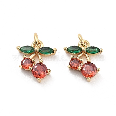 Подвески из вишневой стойки с покрытием из латуни с микропаве из кубических цирконий KK-G512-24G-1