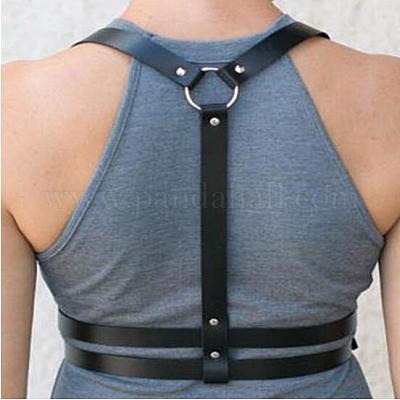 Регулируемые цепочки для талии из искусственной кожи с кольцами из сплава платинового тона WG8200F-02-1