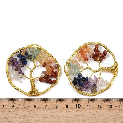 Большие подвески с бусинами в форме чакры Древа Жизни из натурального кварцевого кристалла G-Z101-07G-1