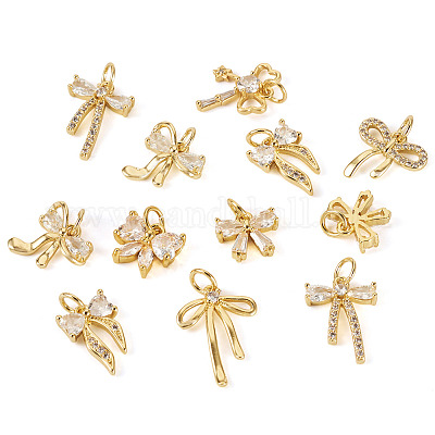 16шт 8 стиля латунные микропаве кубические циркониевые подвески KK-TA0002-16-1