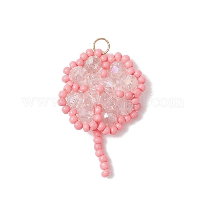 Подвески из стеклянных бусин ручной работы в виде клевера PALLOY-MZ00793-02-1