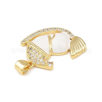 Рождественские латунные эмалевые подвески с микропаве из кубических цирконий KK-B164-01G-01-1