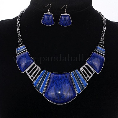 Комплекты из трапециевидных ожерелий и висячих серег из сплава смолы FS-WG8D8C4-01-1