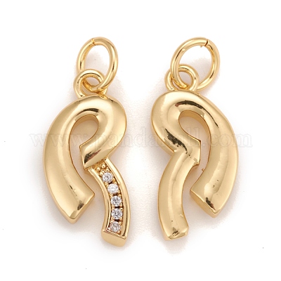 Латунные микропаве прозрачные подвески с фианитом KK-Z023-13G-1