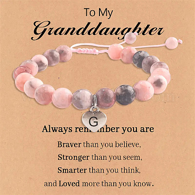 Браслеты из натуральной розовой зебровой яшмы с круглыми бусинами и эластичными бусинами WGC8311-07-1