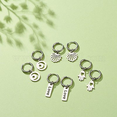 Некорневая нержавеющая сталь 304 серьги-кольца для женщин EJEW-JE05037-1