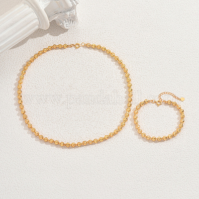 Комплекты браслетов и ожерелий из латунных круглых бусин в ближневосточном стиле для женщин ZM2774-1